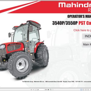 Mahindra Tractor 3540P 3550P PST Cabin Operator Manual