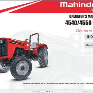 Mahindra Tractor 4540 4550 2WD Operator Manual