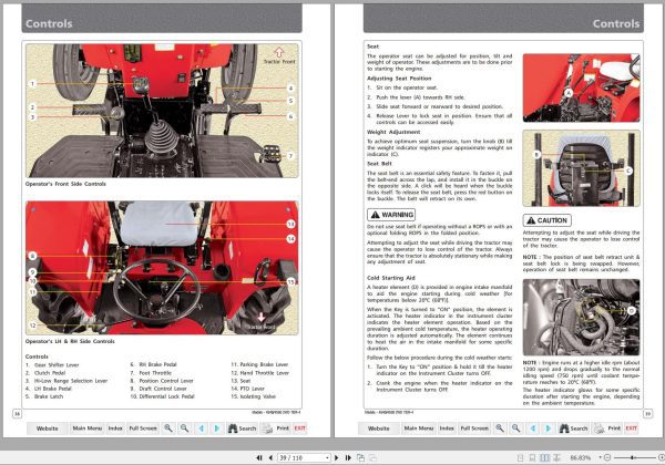 Mahindra Tractor 4540 4550 2WD Operator Manual 1