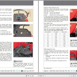 Mahindra Tractor 4540 4550 4WD Operator Manual 1