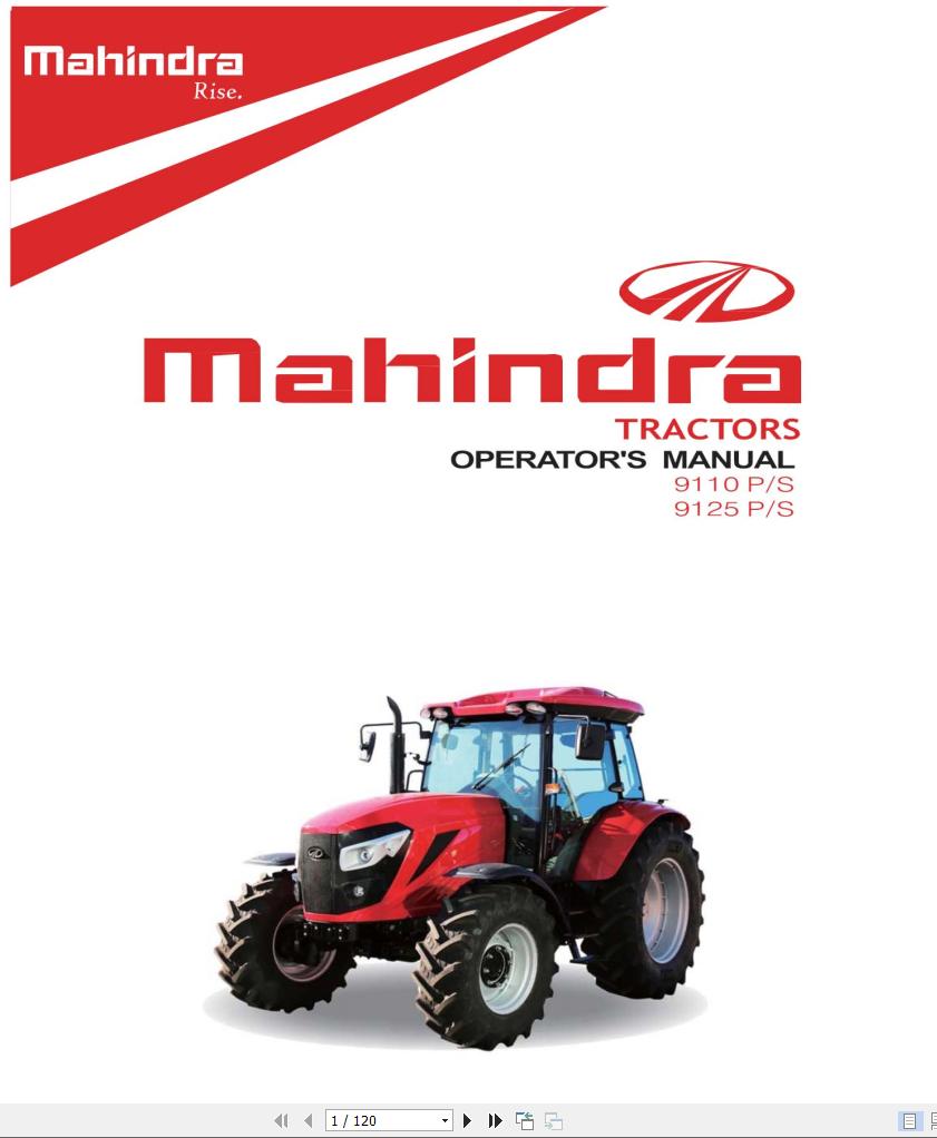 Mahindra Tractor 9110P 9110S 9125P 9125S Operator Manual