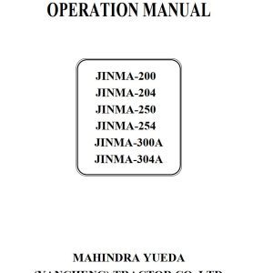 Mahindra Tractor JINMA 200 to JINMA 304A Operator Manual