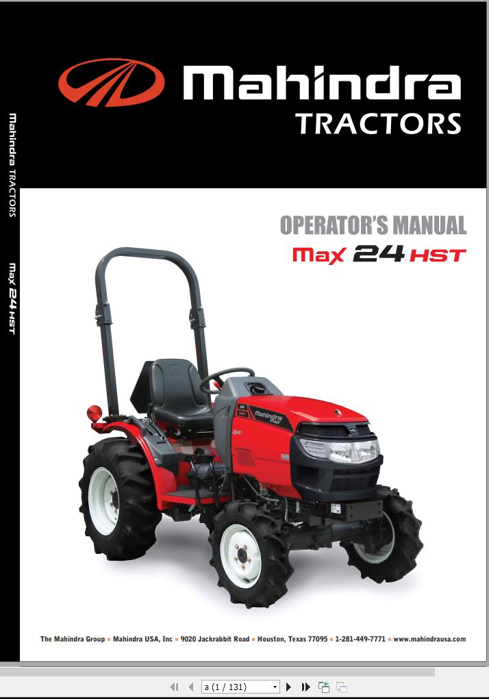 Mahindra Tractor Max 24 HST Operator Manual