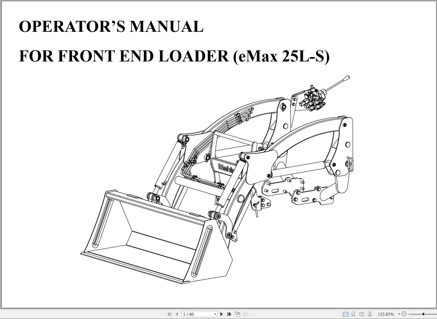 Mahindra Tractor eMax 25 L S Loader Operator Manual