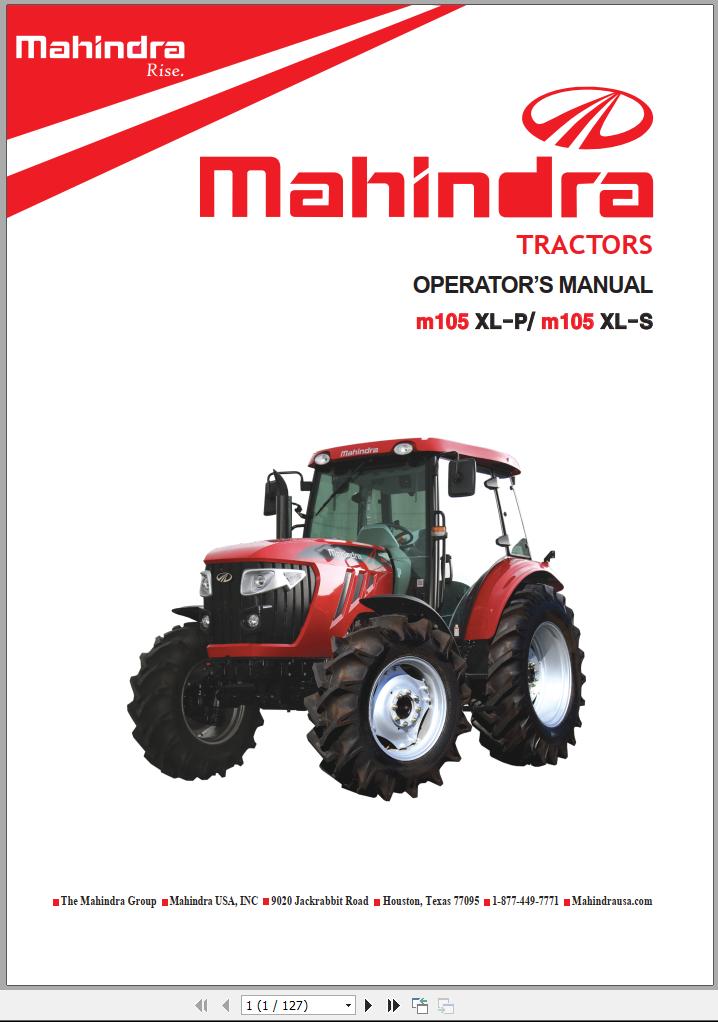 Mahindra Tractor m105XLP m105XLS Operator Manual