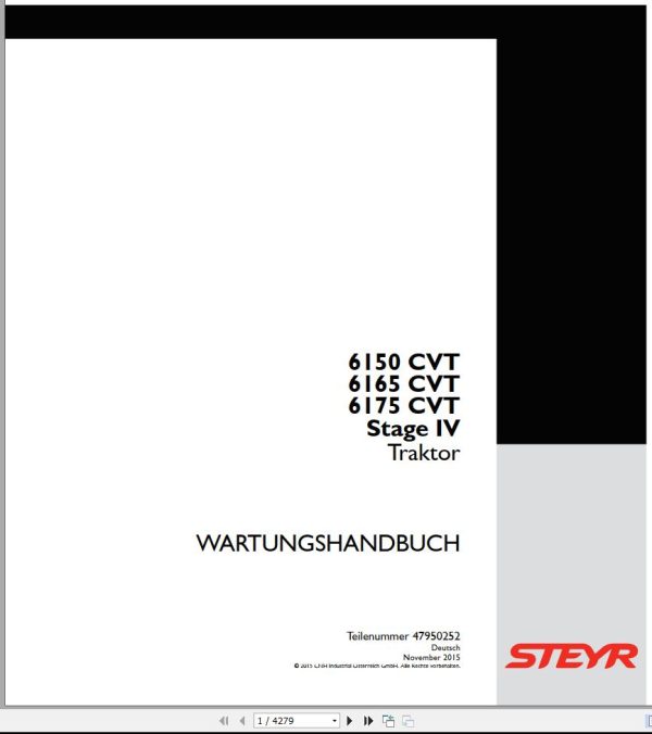 Steyr Agricultural Tractor 6150 6165 6175 CVT Maintenance Manual DE