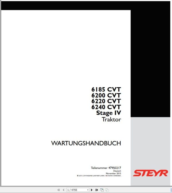 Steyr Agricultural Tractor 6185 6200 6220 6240 CVT Maintenance Manual DE