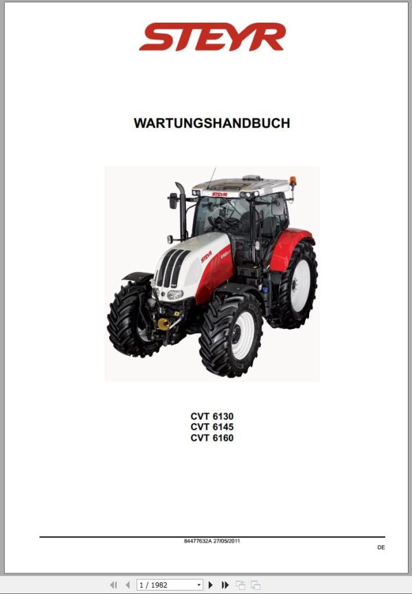 Steyr Agricultural Tractor CVT 6130 6145 6160 Maintenance Manual DE