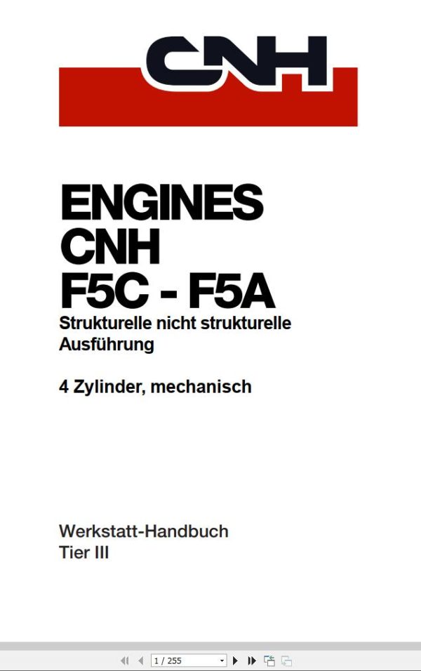 Steyr Agricultural Tractor Engines CNH F5C F5A Workshop Manual DE