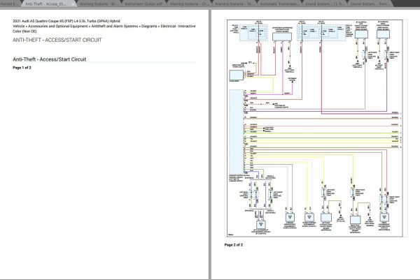 Audi A5 Quattro Coupe 45 L4 2.0L Turbo Hybrid 2021 Wiring Diagrams 1