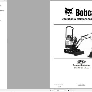 Bobcat Compact Excavator E10z Operation and Maintenance Manual 7349189 2020