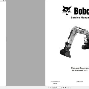 Bobcat Compact Excavator E165 Service Manual 7407615 2020
