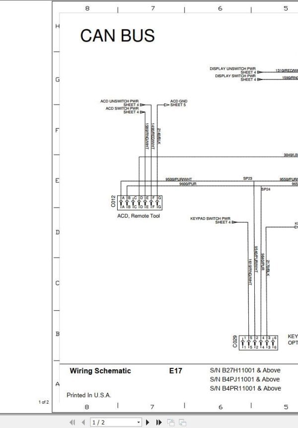 Bobcat Compact Excavator E17 Electric and Hydraulic Schematic