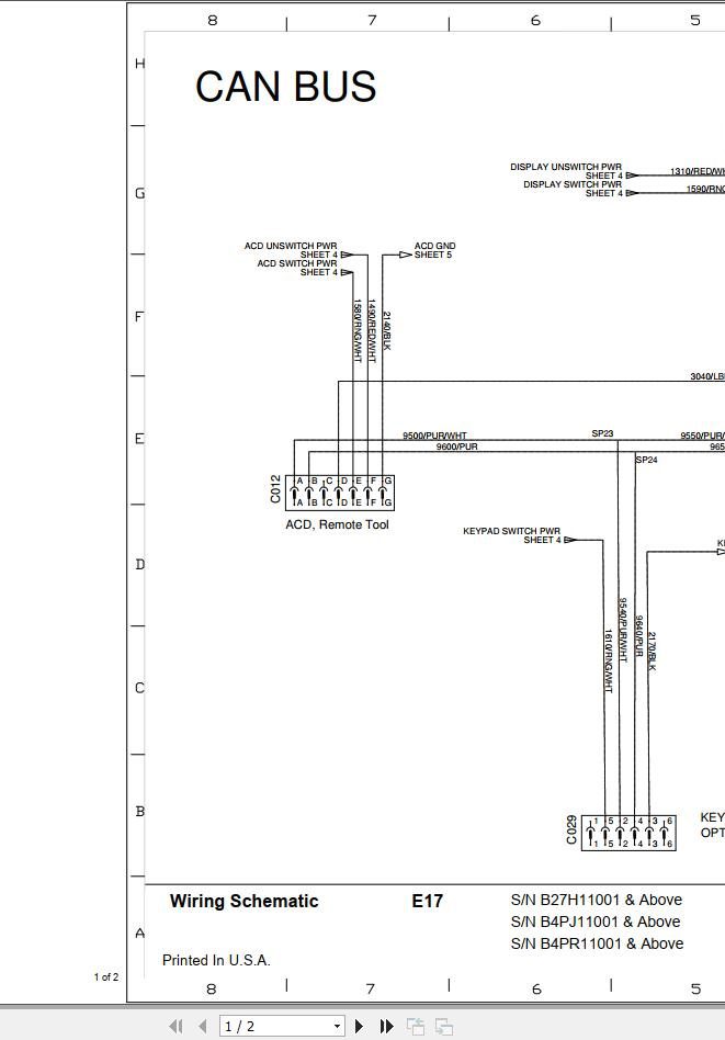 Bobcat Compact Excavator E17 Electric and Hydraulic Schematic