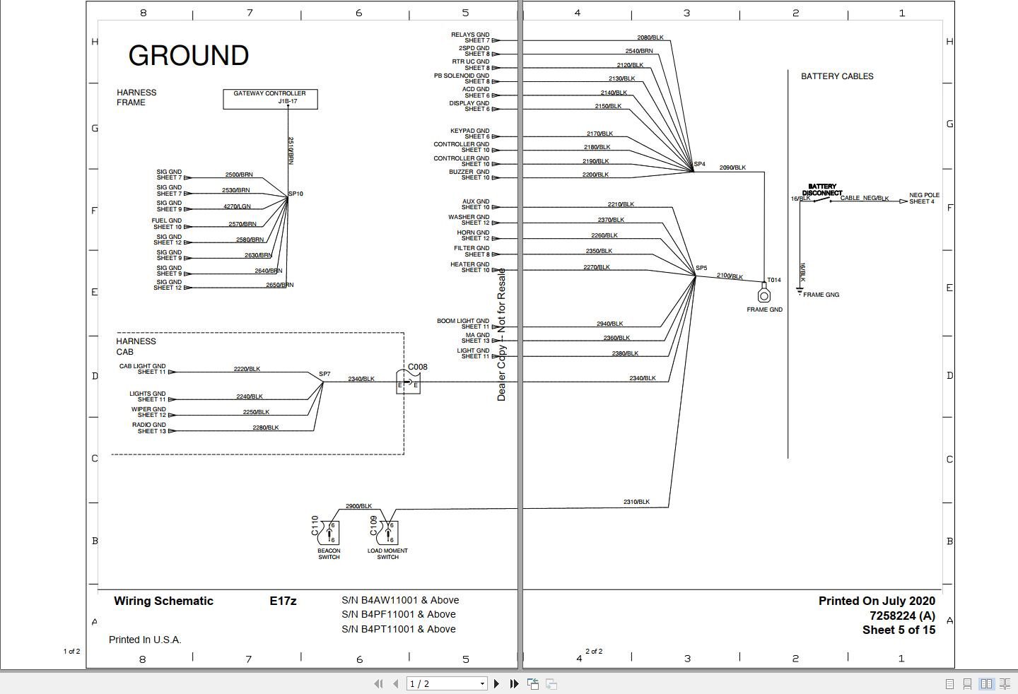 Bobcat Compact Excavator E17z Hydraulic and Electric Schematic