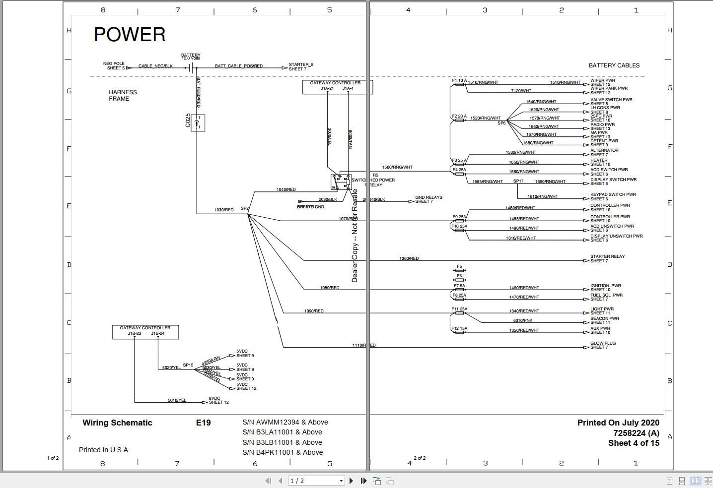 Bobcat Compact Excavator E19 Electric and Hydraulic Schematic