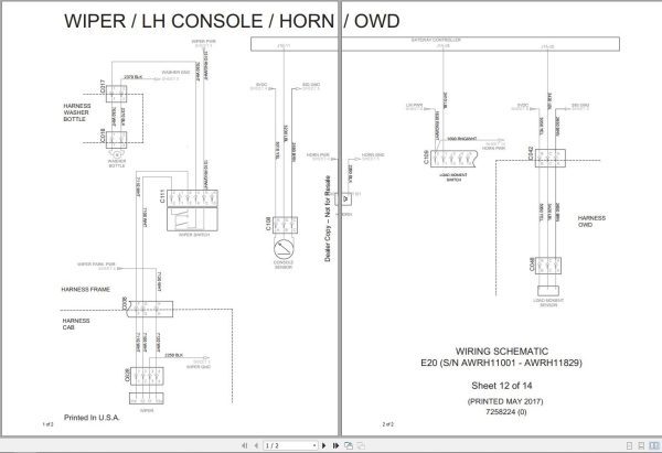Bobcat Compact Excavator E20 Electric and Hydraulic Circuit Diagram