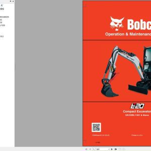 Bobcat Compact Excavator E20 Operation and Maintenance Manual 2020