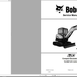 Bobcat Compact Excavator E20 Service Manual 7255008 2020