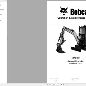 Bobcat Compact Excavator E20z Operation and Maintenance Manual 2020