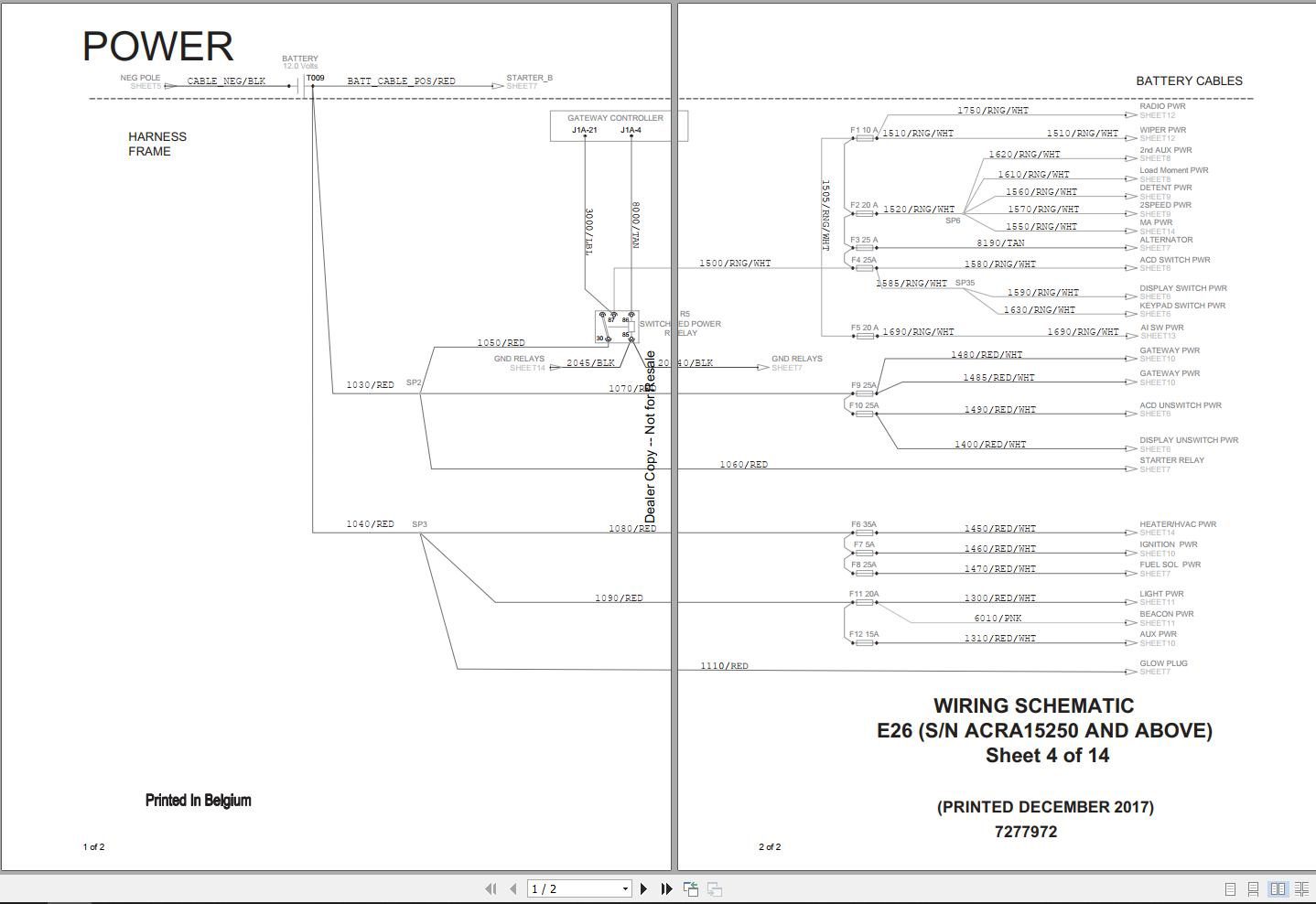 Bobcat Compact Excavator E26 Hydraulic and Electric Schematic