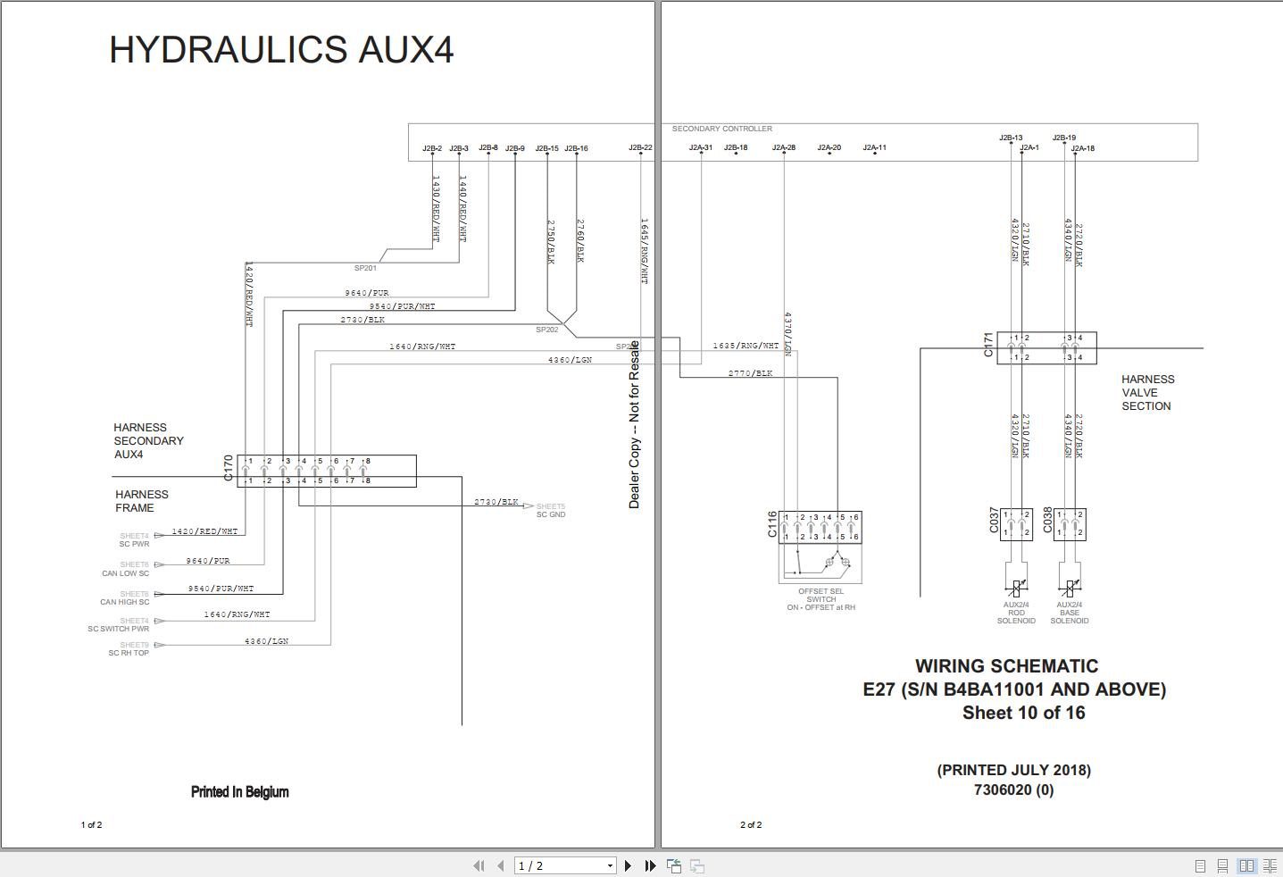 Bobcat Compact Excavator E27 Electric and Hydraulic Schematic