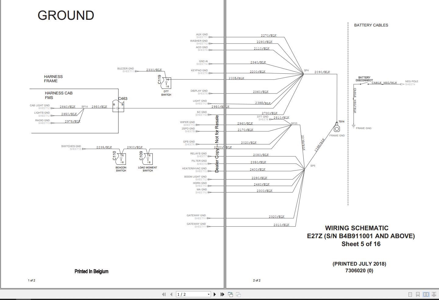 Bobcat Compact Excavator E27z Electric and Hydraulilc Schematic