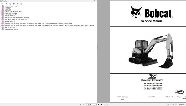 Bobcat Compact Excavator E32 Service Manual 2020