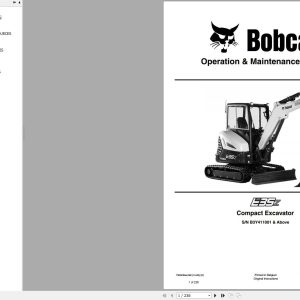 Bobcat Compact Excavator E35z Operation and Maintenance Manual 2020