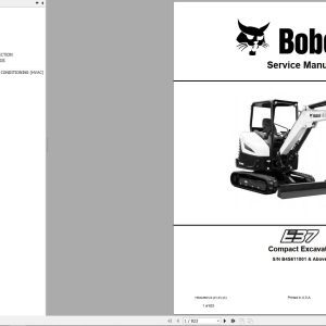 Bobcat Compact Excavator E37 Service Manual 7362438 2021