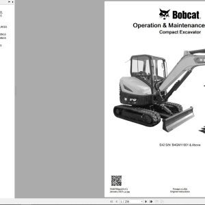 Bobcat Compact Excavator E42 Operation and Maintenance Manual 7336765 2021