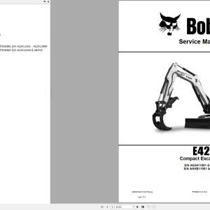 Bobcat Compact Excavator E42 Service Manual 2020