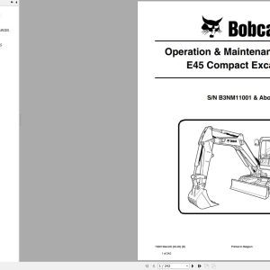 Bobcat Compact Excavator E45 Operation and Maintenance Manual 2020