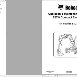 Bobcat Compact Excavator E57w Operation and Maintenance Manual 7280535 2020