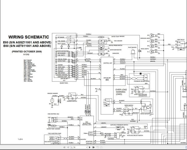Bobcat Compact Excavator E60 Electric Hydraulic Circuit Diagram