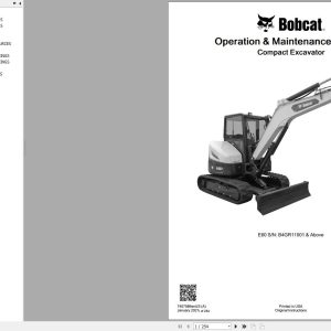 Bobcat Compact Excavator E60 Operation and Maintenance Manual 7407586 2021