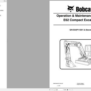 Bobcat Compact Excavator E62 Operation and Maintenance Manual 6990793 2020