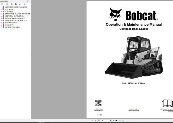 Bobcat Compact Track Loader T450 Operation and Maintenance Manual 2020