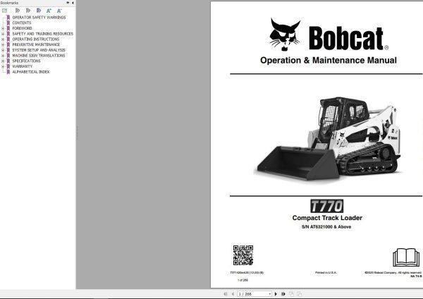 Bobcat Compact Track Loader T770 Operation and Maintenance Manual 2020