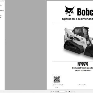 Bobcat Compact Track Loader T870 Operation and Maintenance Manual 7371425 2020