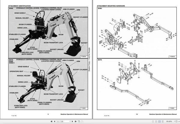 Bobcat Compact Tractor Backhoe BH66 BH76 BH86 BH86 5 Operation and Maintenance Manual 7376988 2020 1