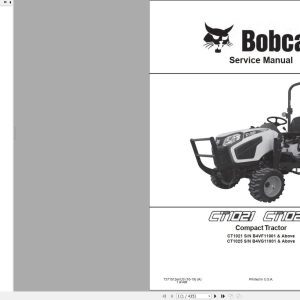 Bobcat Compact Tractor CT1021 CT1025 Service Manual