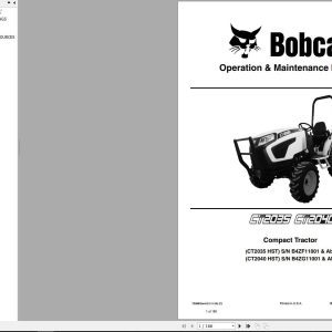 Bobcat Compact Tractor CT2035HST CT2040HST Operation and Maintenance Manual 7398895 2020