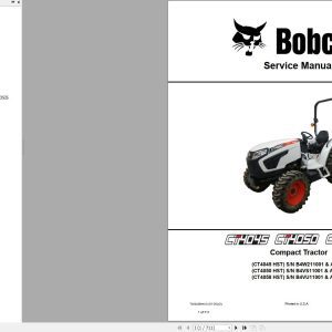 Bobcat Compact Tractor CT4045 CT4050 CT4058 Service Manual 7400445 2020