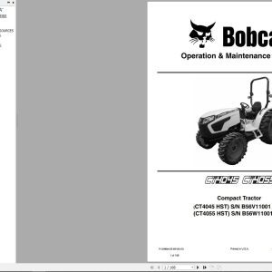 Bobcat Compact Tractor CT4045HST CT4055HST Operation and Maintenance Manual 7412980 7412980