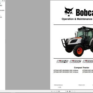 Bobcat Compact Tractor CT5545 CT5550 CT5555 CT5558 Operation and Maintenance Manual 7372813 2020