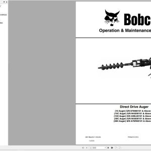 Bobcat Direct Drive Auger 10 15C 15H 30C 30H Operation and Maintenance Manual 6901180 11.2020