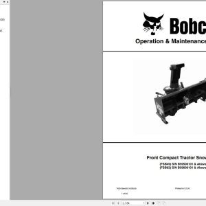 Bobcat Front Compact Tractor Snowblower FSB49 FSB62 Operation and Maintenance Manual 7420120 10.2020