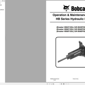 Bobcat Hydraulic Breaker HB04T SSL HB06T SSL HB08T SSL Operation and Maintenance Manual 7398788 2020