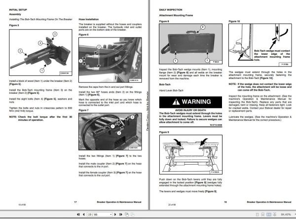 Bobcat Hydraulic Breaker HB04T SSL HB06T SSL HB08T SSL Operation and Maintenance Manual 7398788 2020 1